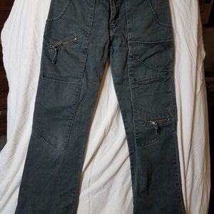 Dark Green Low Rise 100% Cotton Cargo Pants